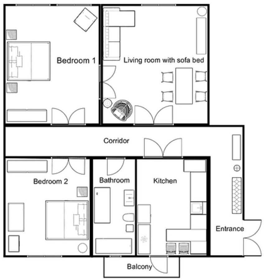 Apartament Designer 110m2 With King Size Beds & Equipped Kitchen *